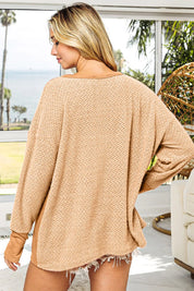 BiBi Thumb Opening Long Sleeve Top with Kangaroo Pocket. **FALL DEBUT SALE** on Simply Obsessed