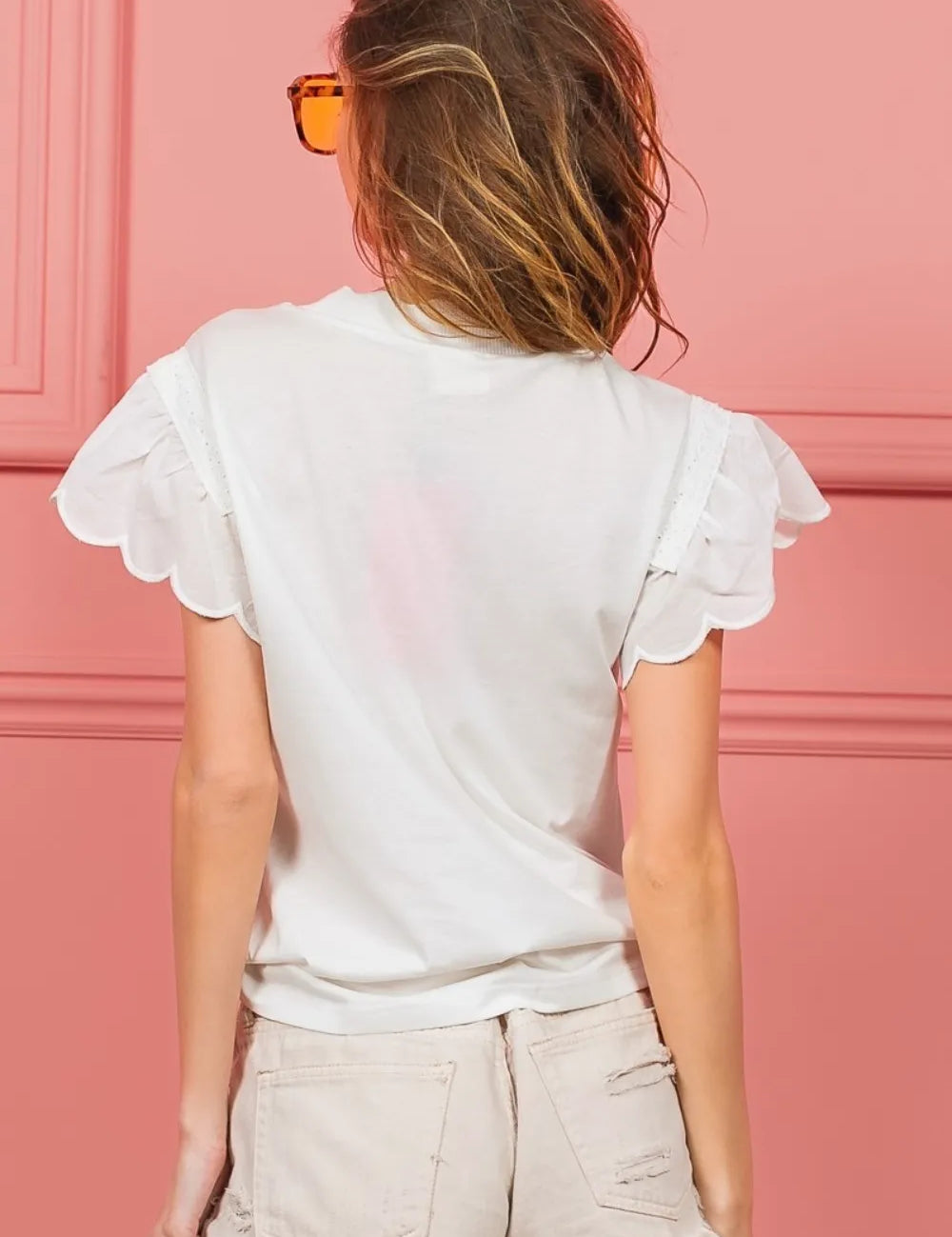 BIBI Scallop Edged Lace Trim Top on Simply Obsessed