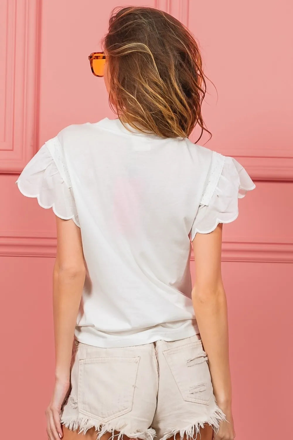 BIBI Scallop Edged Lace Trim Top on Simply Obsessed