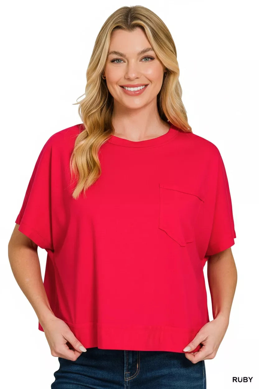 ZENANA Exposed Seam Boxy Top on Simply Obsessed