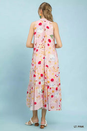 UMGEE Abstract Print Tiered Halter Midi Dress on Simply Obsessed