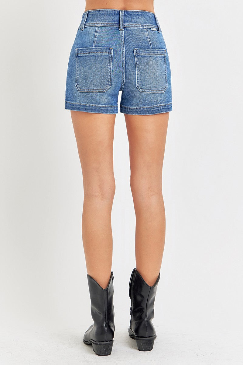RISEN Full Size High Rise Patched Front Pocket Shorts Plus Size **Debut SALE** on Simply Obsessed