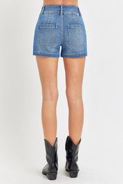 RISEN Full Size High Rise Patched Front Pocket Shorts Plus Size **Debut SALE** on Simply Obsessed