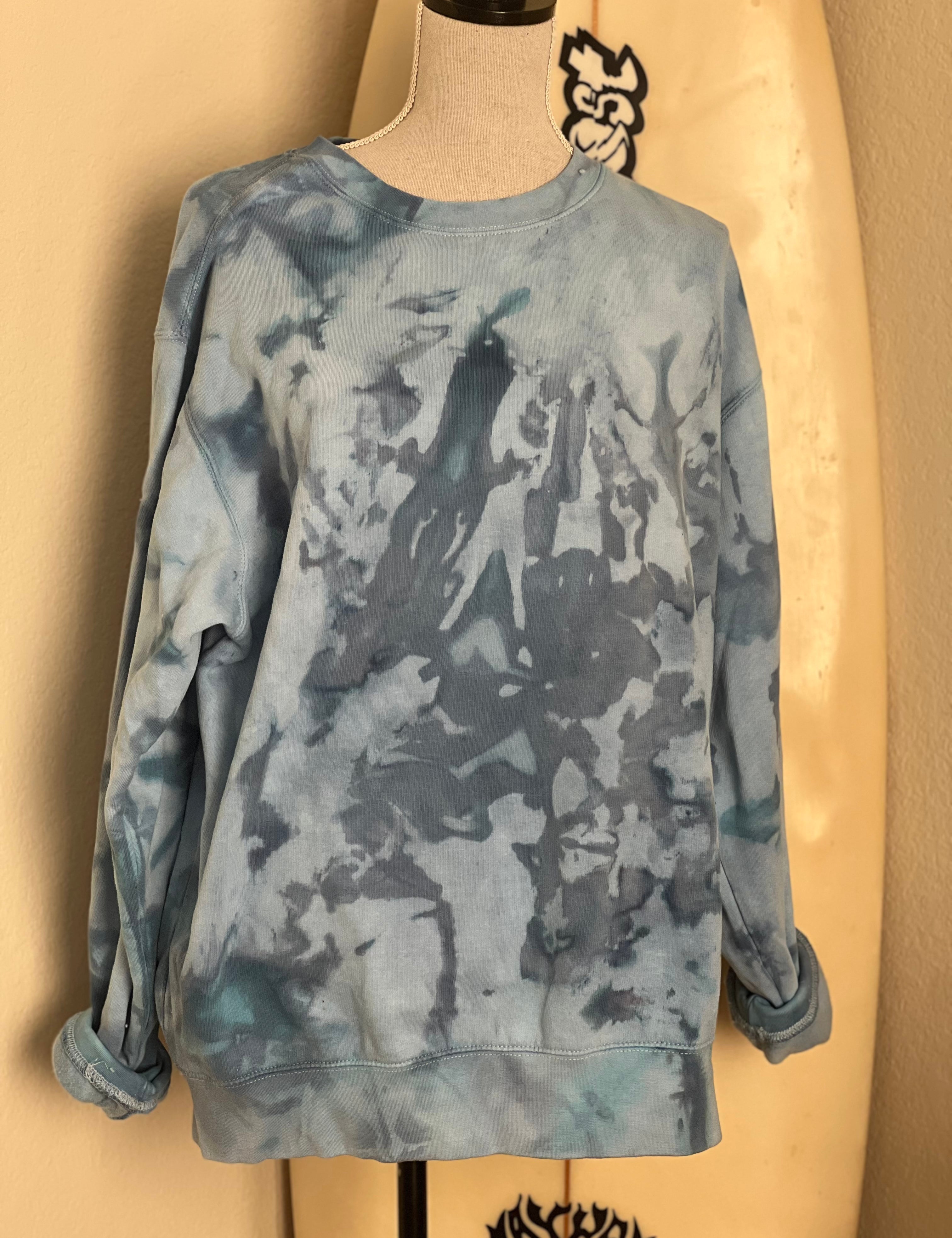 MALIBU HIPPIE Grey Ice Dye Sweatshirt on Simply Obsessed