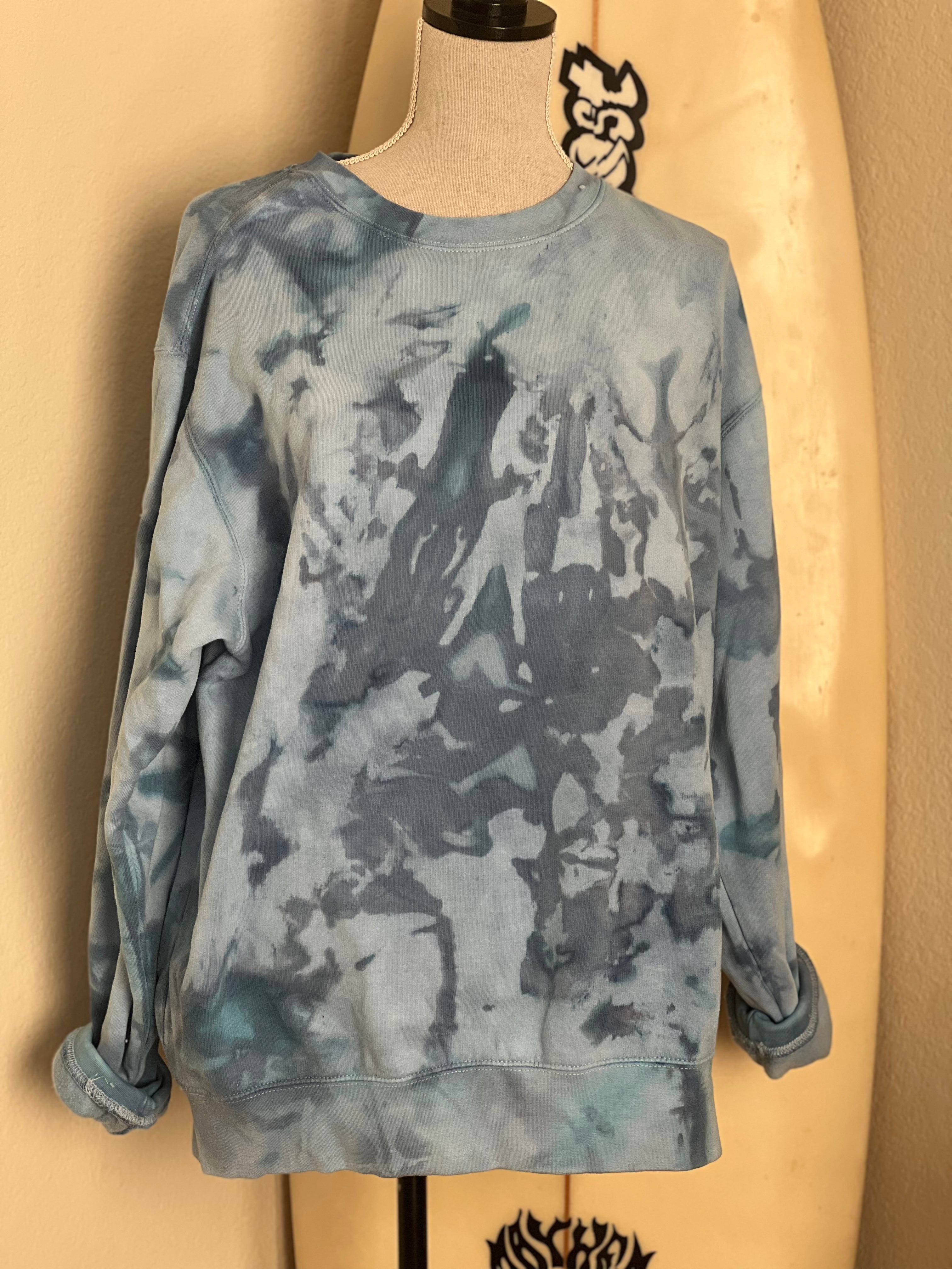 MALIBU HIPPIE Grey Ice Dye Sweatshirt on Simply Obsessed