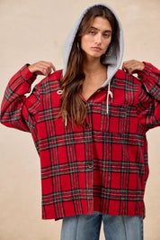 BIBI Brushed Plaid Hooded Jacket on Simply Obsessed