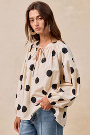 BIBI Polka Dot Exaggerated Balloon Sleeves Blouse on Simply Obsessed