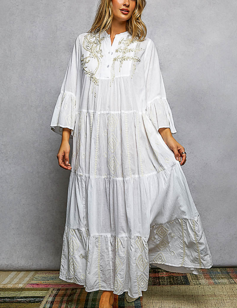 POL Embroidered Floral Tiered Maxi Dress **DOORBUSTER** on Simply Obsessed