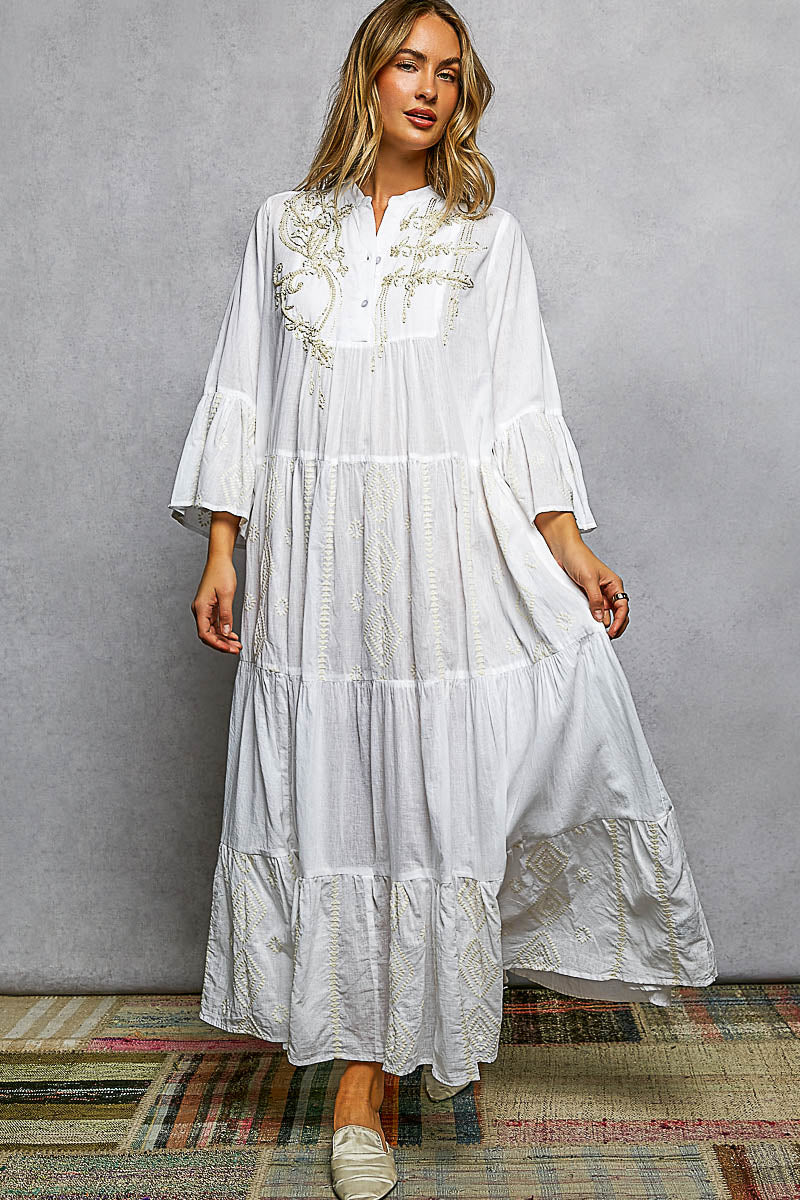 POL Embroidered Floral Tiered Maxi Dress **DOORBUSTER** on Simply Obsessed