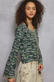 POL Camouflage Print Long Sleeve Top on Simply Obsessed
