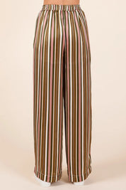 MITTOSHOP Striped Satin Elastic Waist Wide Leg Pants **FALL DEBUT SALE** on Simply Obsessed
