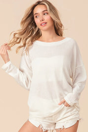 BiBi Waffled Backless Drawstring T-Shirt on Simply Obsessed