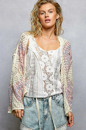 POL Open Front Crochet Cardigan with Granny Square Pattern on Simply Obsessed
