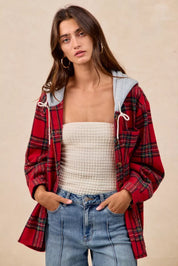 BIBI Brushed Plaid Hooded Jacket on Simply Obsessed
