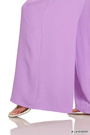 ZENANA Woven Airflow Twisted Top & Wide Leg Pants Set on Simply Obsessed