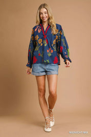 UMGEE Floral Print Flounce Sleeve Blouse on Simply Obsessed