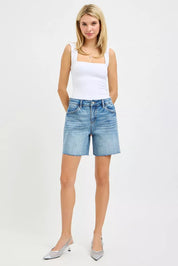 RISEN Slouchy Mid Length All Over Rhinestones Shorts on Simply Obsessed