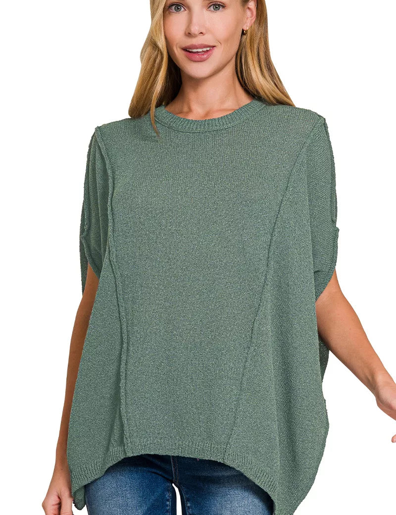 Zenana Drop Shoulder Short Sleeve Knit Top on Simply Obsessed