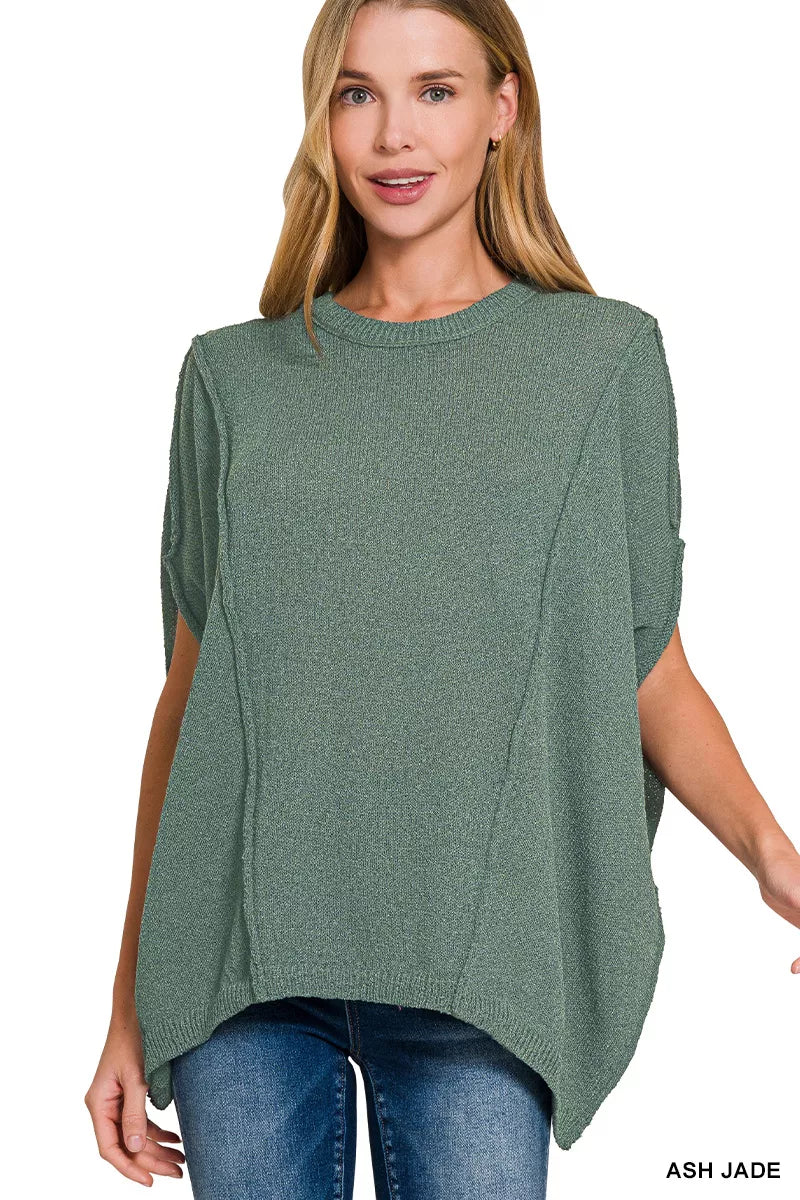 Zenana Drop Shoulder Short Sleeve Knit Top on Simply Obsessed