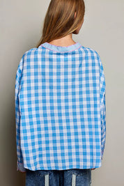 POL Gingham Embroidered Palm Tree Blouse on Simply Obsessed