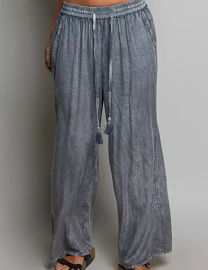 POL Tassel Drawstring Embroidered Wide Leg Woven Pants **FALL DEBUT SALE** on Simply Obsessed
