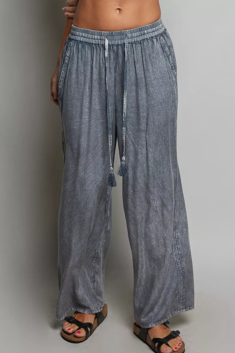 POL Tassel Drawstring Embroidered Wide Leg Woven Pants **FALL DEBUT SALE** on Simply Obsessed