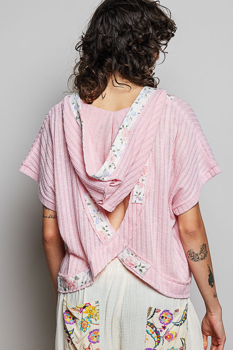 POL Short Sleeve Hooded Top with Back-Open Detail. **SALE** on Simply Obsessed