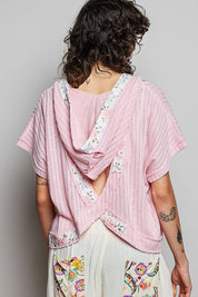 POL Short Sleeve Hooded Top with Back-Open Detail. **SALE** on Simply Obsessed