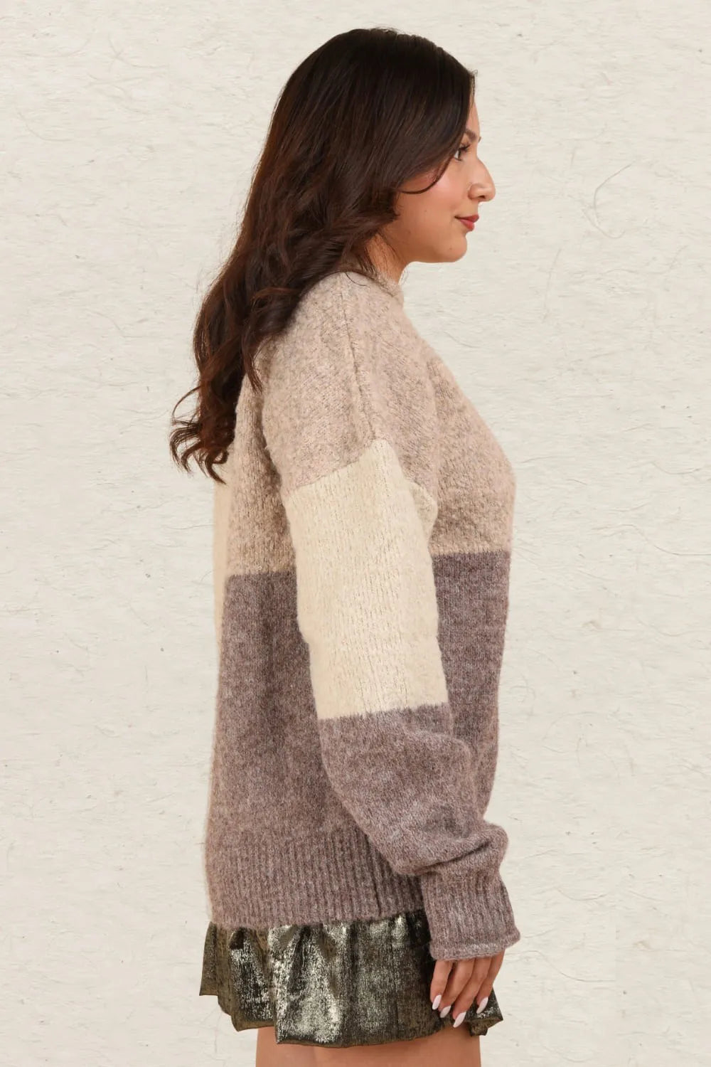 VERY J Color Block Mock Neck Drop Shoulder Sweater **FALL DEBUT SALE** on Simply Obsessed