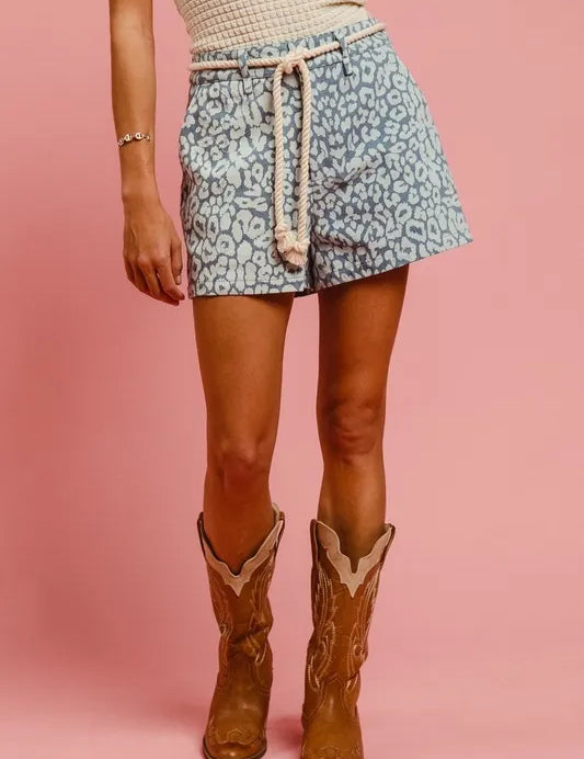 BIBI Rope Belt Leopard Shorts on Simply Obsessed