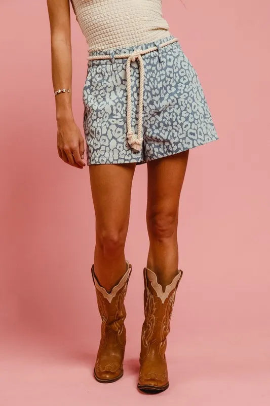 BIBI Rope Belt Leopard Shorts on Simply Obsessed