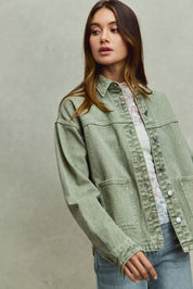 SO ME Vintage Washed Button Twill Shacket on Simply Obsessed