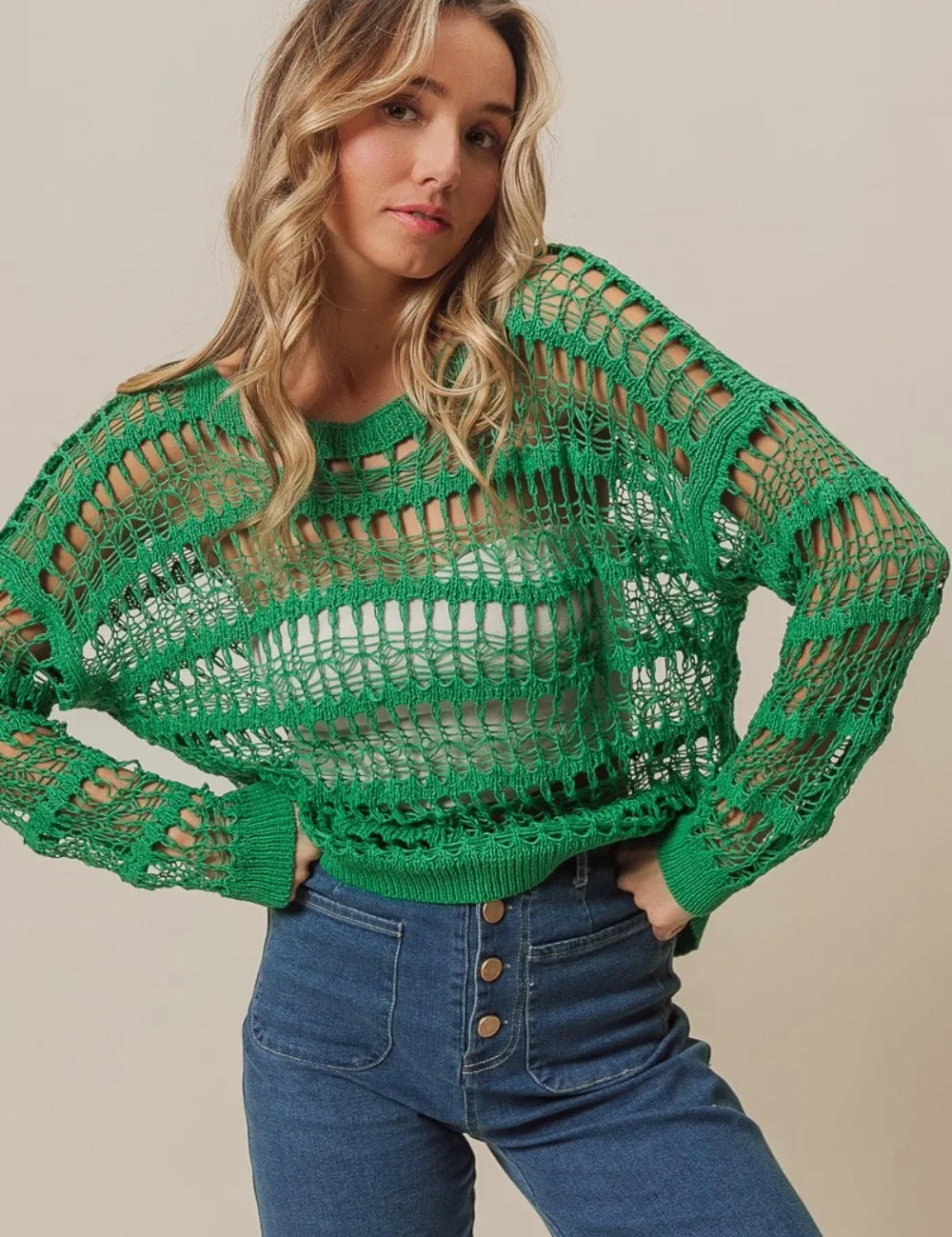 BiBi Long Sleeve Knit Cover Up on Simply Obsessed