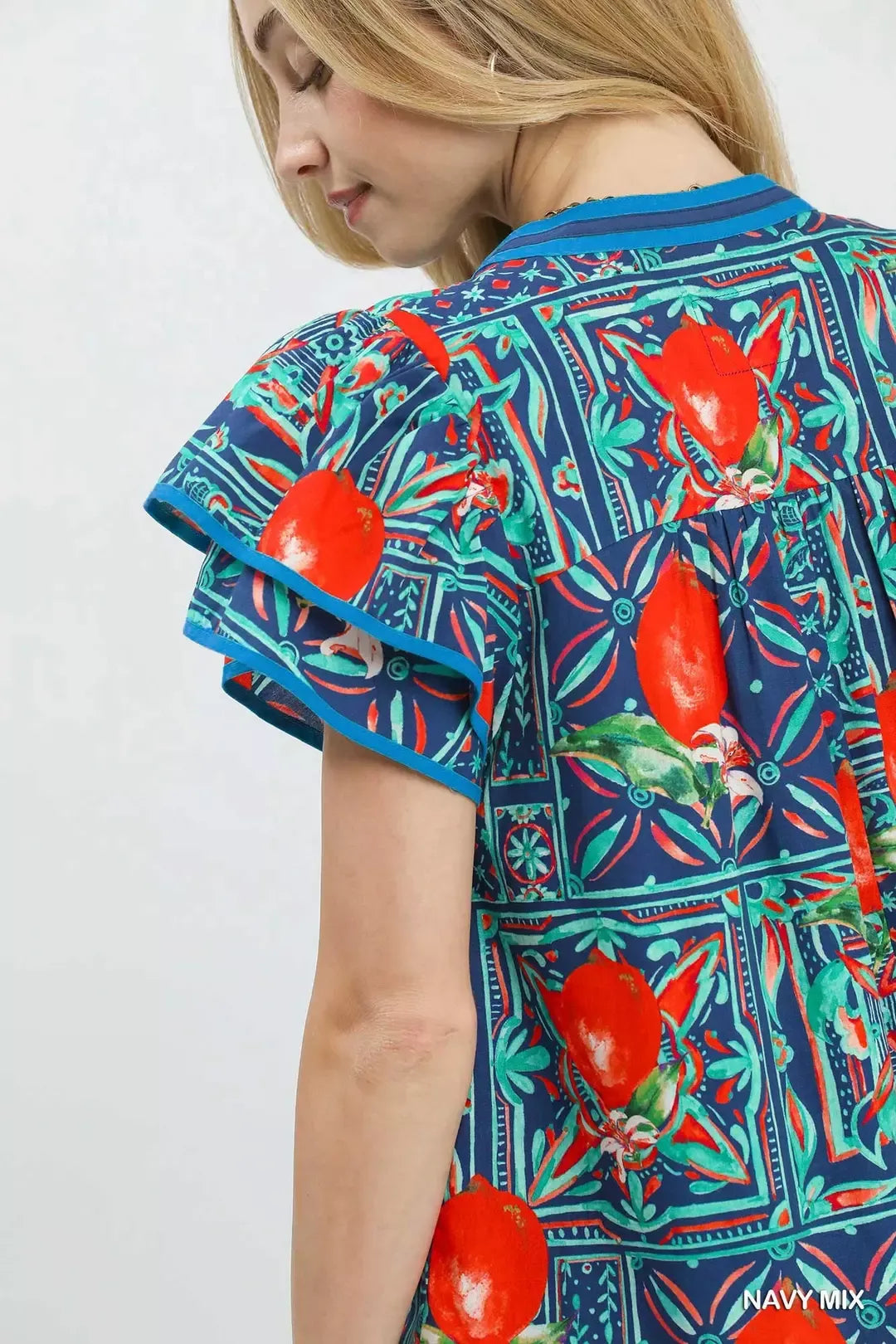 UMGEE Abstract Print Flutter Sleeve Blouse on Simply Obsessed
