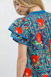 UMGEE Abstract Print Flutter Sleeve Blouse on Simply Obsessed