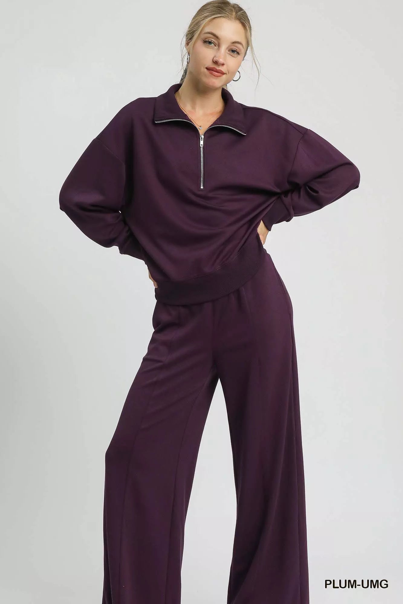 UMGEE Half Zip Drop Shoulder Sweatshirt on Simply Obsessed