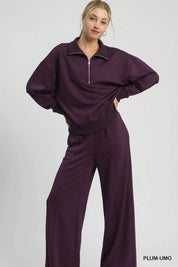 UMGEE Half Zip Drop Shoulder Sweatshirt on Simply Obsessed