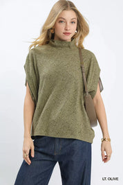 UMGEE Textured Mock Neck Relaxed Top on Simply Obsessed