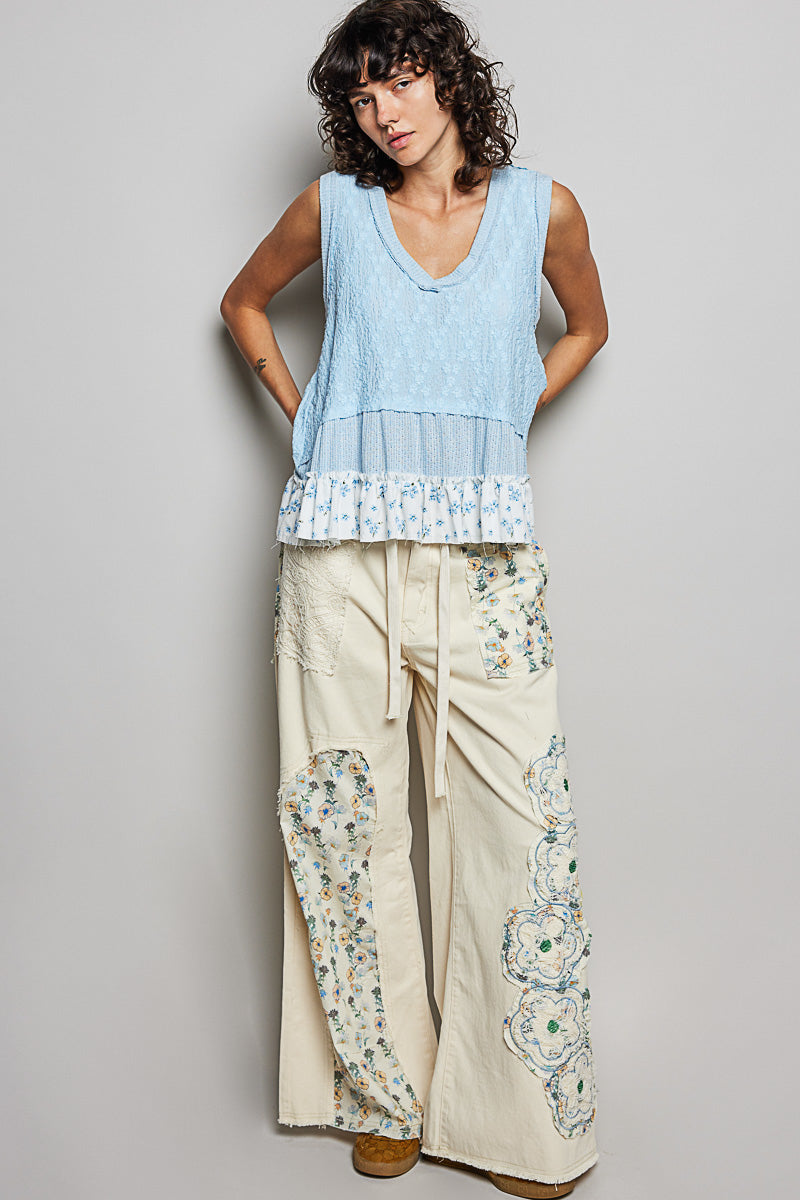 POL Floral Print V-Neck Textured Tank **SALE** on Simply Obsessed