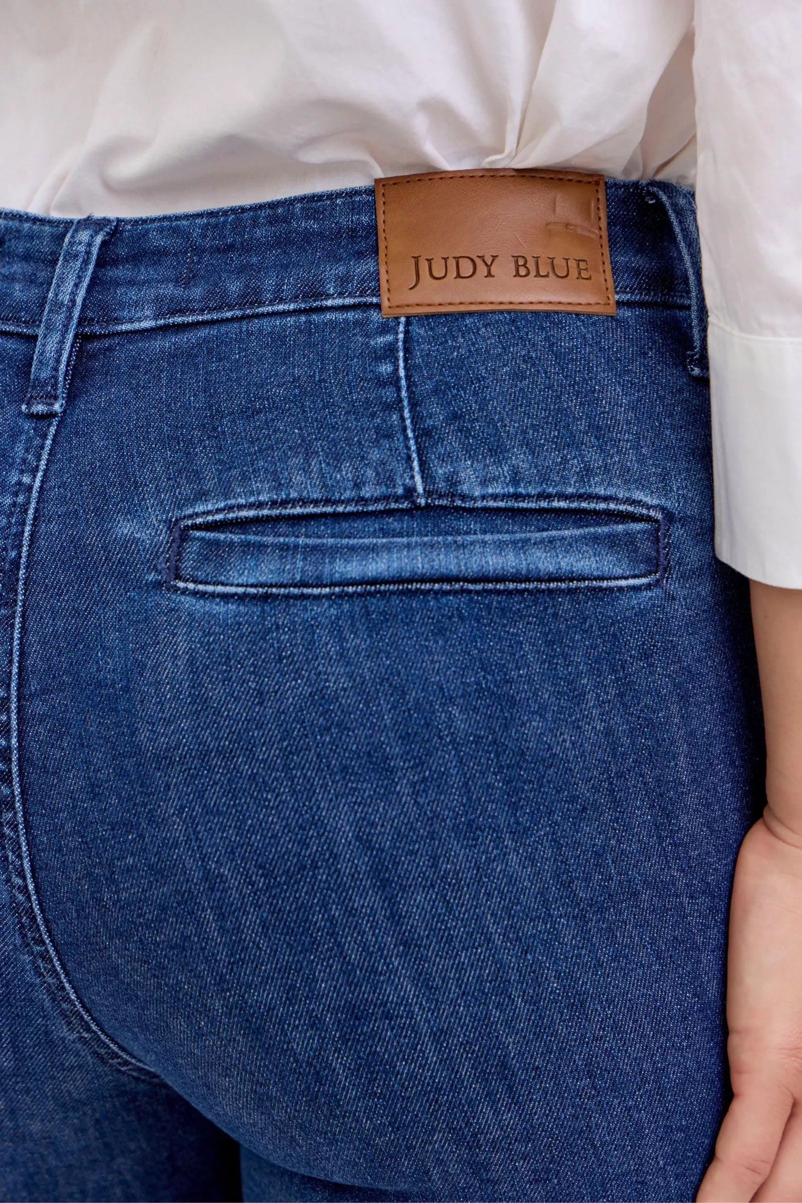 Judy Blue High Waist Flare Jeans with Front Patch Pockets on Simply Obsessed