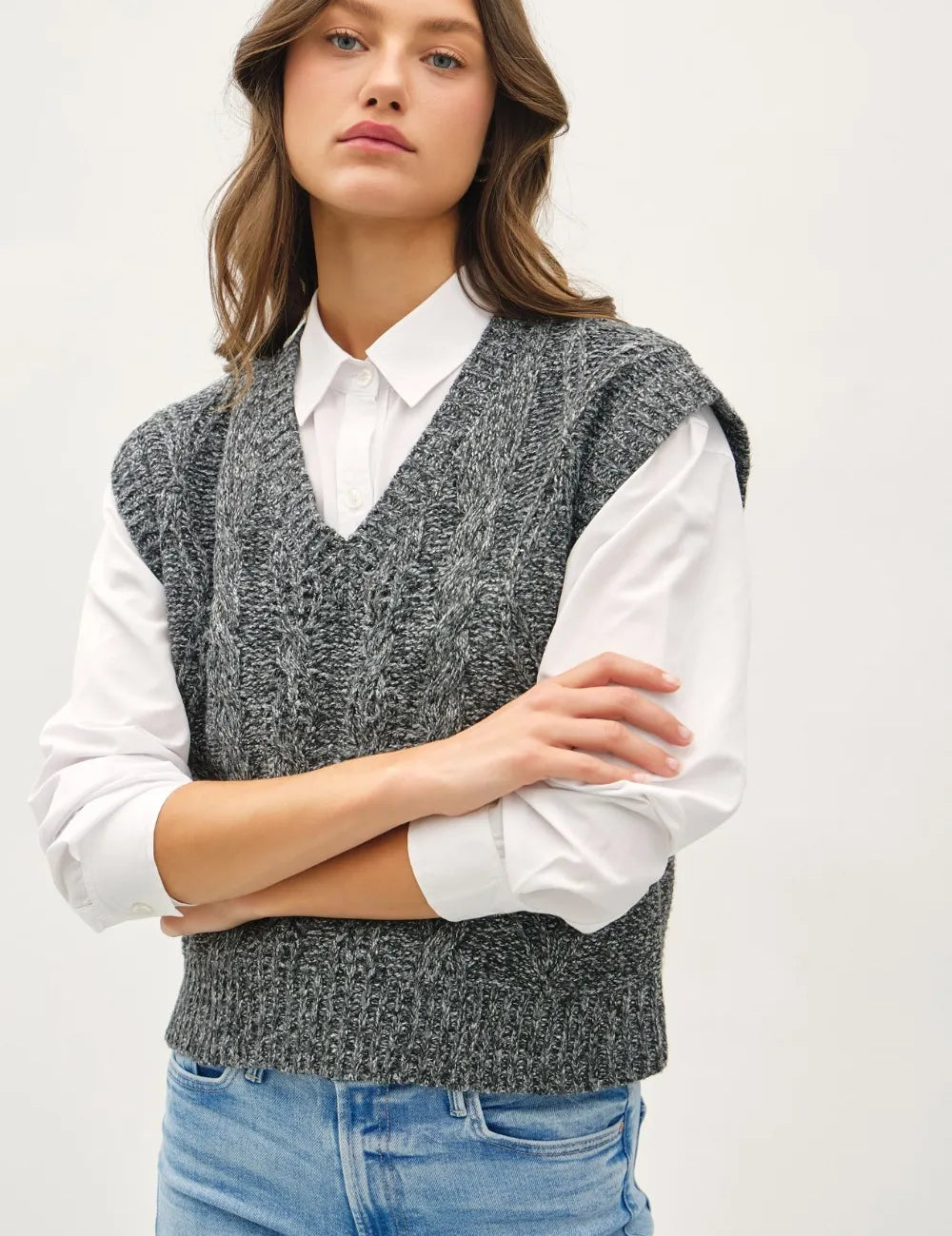 BE COOL Cable Knit V-Neck Sweater Vest **FALL DEBUT SALE** on Simply Obsessed