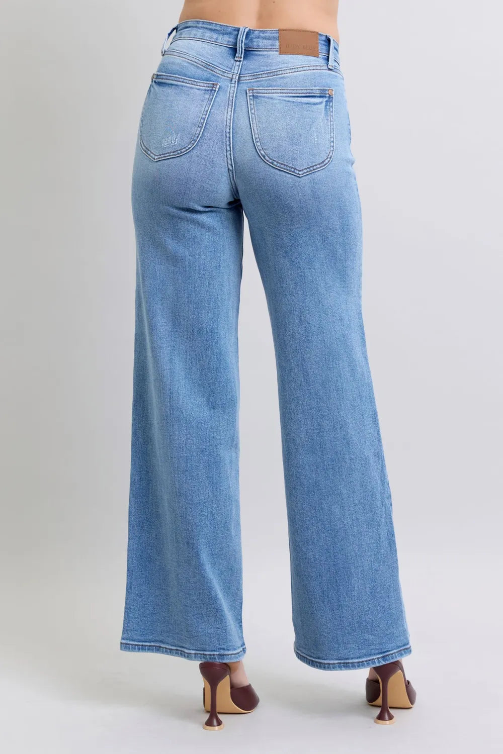 JUDY BLUE Full Size Wide Leg Jeans with Pockets on Simply Obsessed
