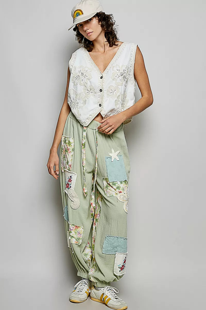 POL Embroidered Floral V-Neck Button Down Crochet Vest on Simply Obsessed