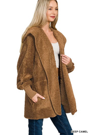 ZENANA Hooded Faux Fur Jacket with Pockets on Simply Obsessed