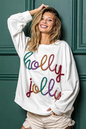 BiBi Holly Jolly Christmas French Terry Sweatshirt on Simply Obsessed