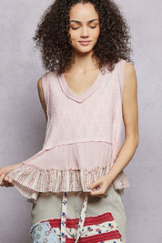 POL Floral Print V-Neck Textured Tank on Simply Obsessed