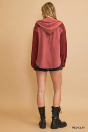 Umgee Washed French Terry Shacket on Simply Obsessed