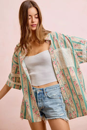 BIBI Eyelet Lace And Floral Mix And Match Shirt Top on Simply Obsessed