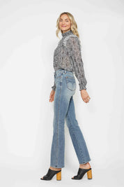 JUDY BLUE Full Size Tummy Control Back Embroidered Pocketed Bootcut Jeans Plus Size on Simply Obsessed