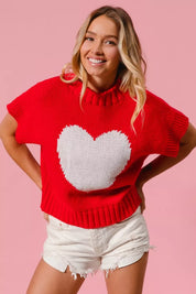 BIBI Rib Banded Heart Pattern Valentines Sweater on Simply Obsessed